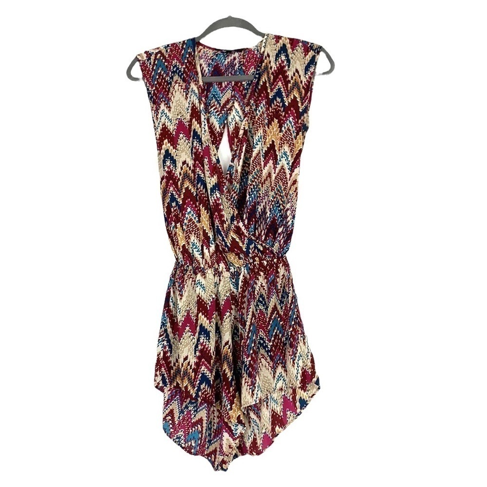 Olivaceous Open Back Romper - Multicolor, Size Sm… - image 1